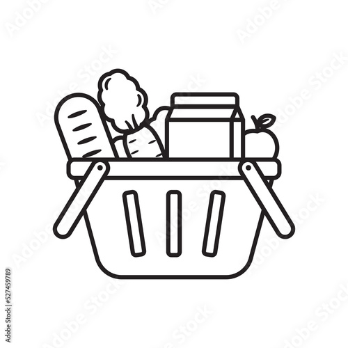 Groceries icon with linear style on isolated background