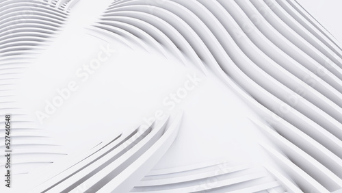 Abstract Curved Shapes. White Circular Background.