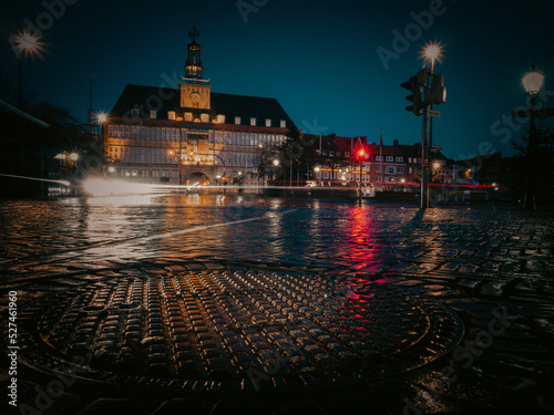 Stampa su tela Emden Illuminated Buildings In City At Night