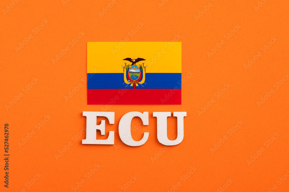 ECU acronym of the country Ecuador with its flag