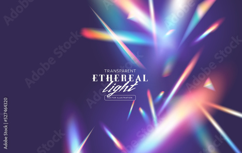 Ethereal rainbow transparent  light refraction pattern for adding effects to backgrounds and objects. Vector illustration.