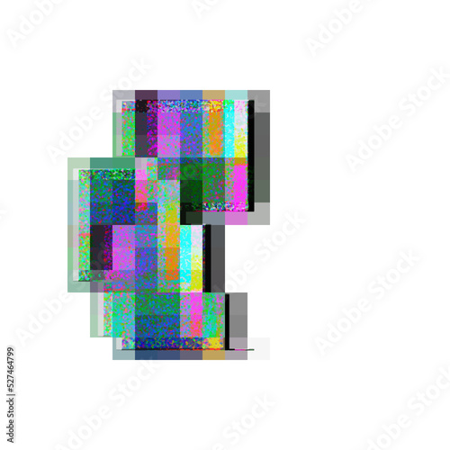 Isolated transparent abstract glitch art  element.