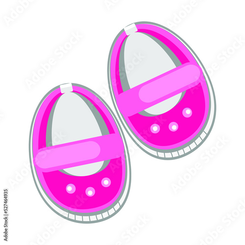 Stylish baby shoes on white background