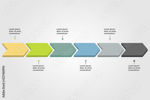 line arrow template for infographic for presentation for 6 element