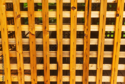 texture of a wooden lattice fence in batumi. eco-friendly fence in the Batumi Botanical Garden