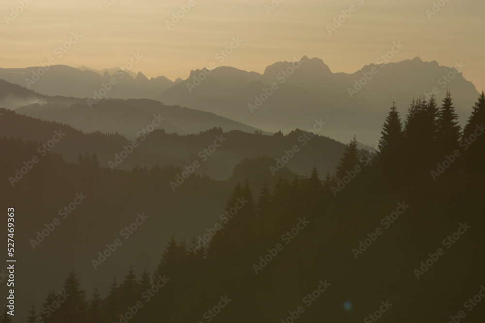 Mountains with sunset
