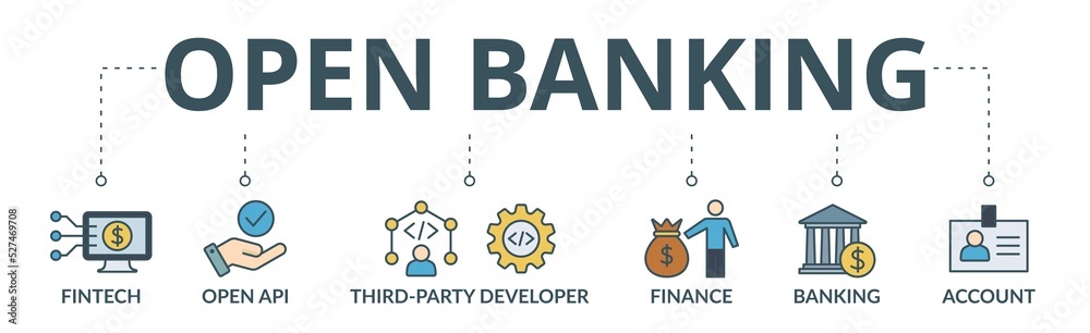 Api Code Bank Banner Open banking banner web icon vector illustration concept for financial ...