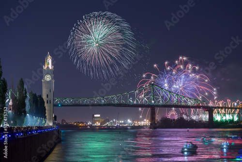 Old port of Montreal Quebec Canada Fireworks 