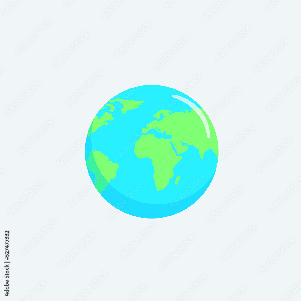 cartoon earth planet. in green and blue. Vector illustration. good for children's books or other