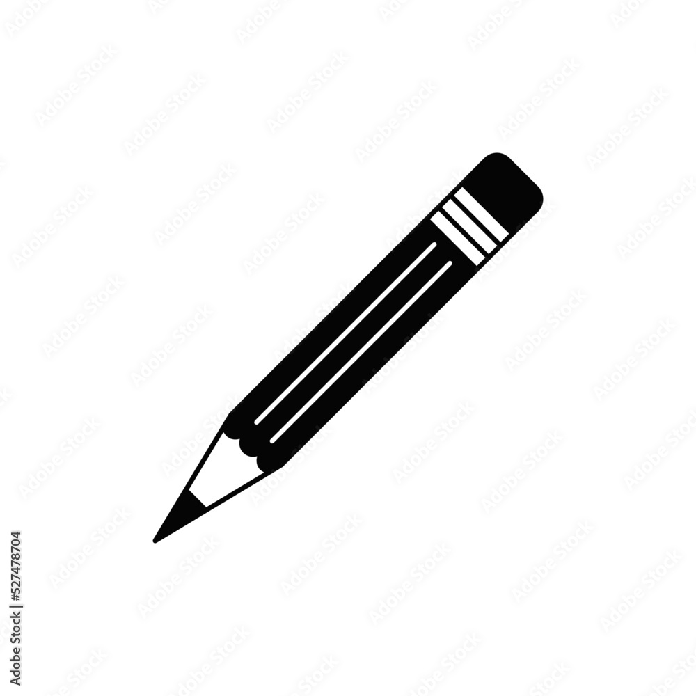 pencil icon in black flat glyph, filled style isolated on white background pencil icon in black flat glyph, filled style isolated on white background