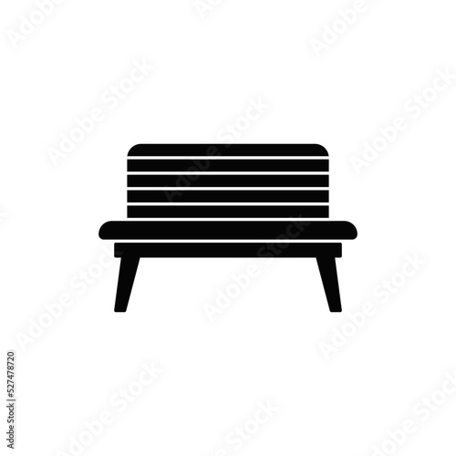  Wooden bench chair icon in black flat glyph, filled style isolated on white background