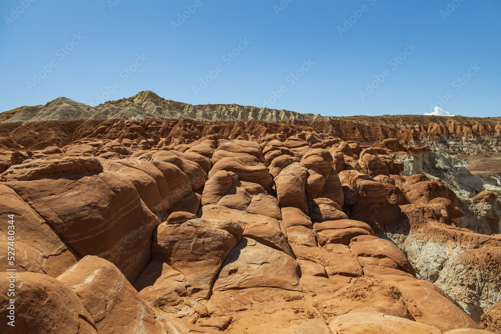 Red and white sandstone rock formations in Arizona