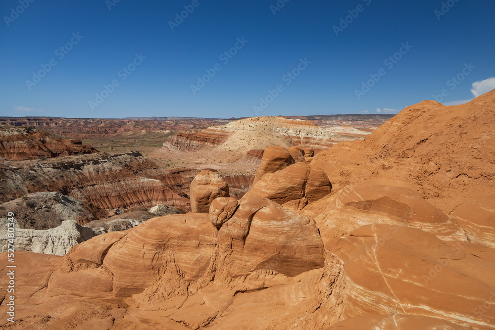 Red and white sandstone rock formations in Arizona