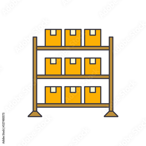 warehouse racking icon in color, isolated on white background 