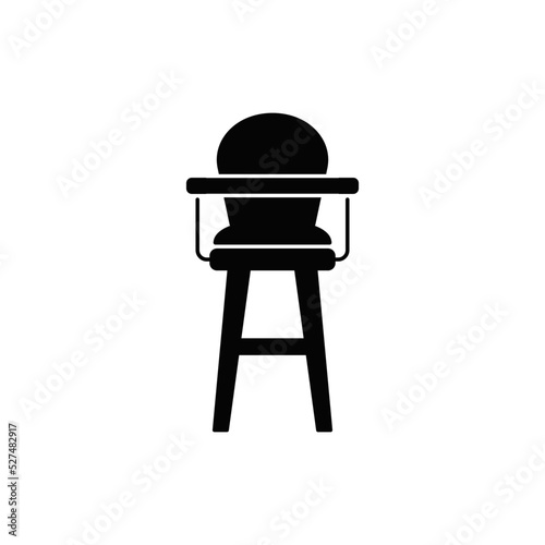 baby chair, feeding chair icon in black flat glyph, filled style isolated on white background