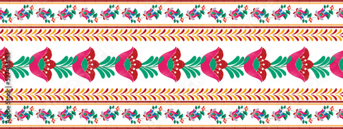 Ikat floral Hungarian polish Moravian folk ethnic seamless pattern design. Aztec fabric carpet boho mandalas textile motif decor wallpaper. Tribal flower native traditional embroidery vector 
