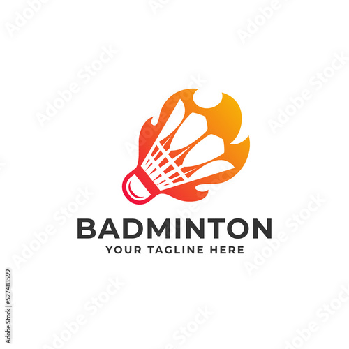 Badminton Shuttlecock ball fire flame illustration logo icon vector