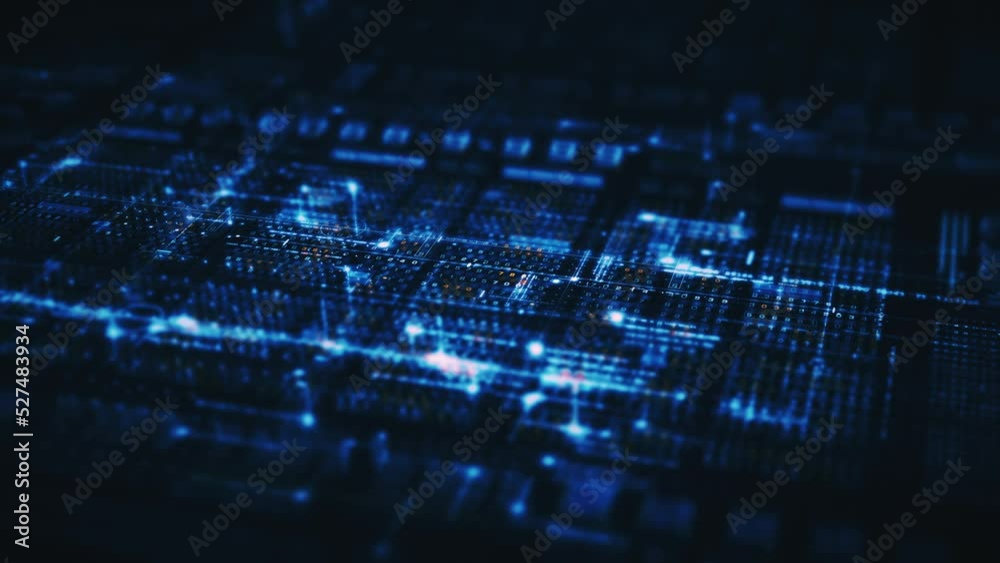 Futuristic digital generated motion abstract matrix cyber environment big data analytic artificial intelligent metaverse simulation, head up display background