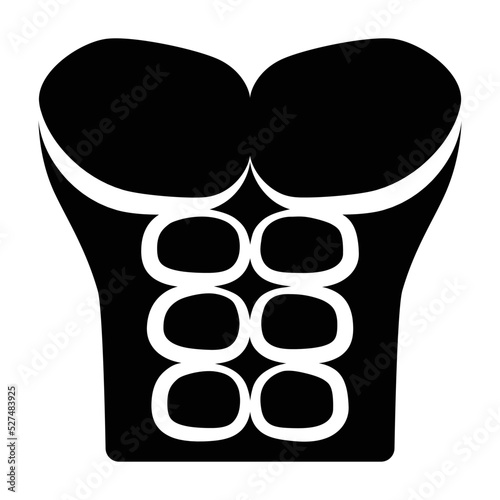 6-pack abs abdominal muscles flat vector icon for workout apps and websites