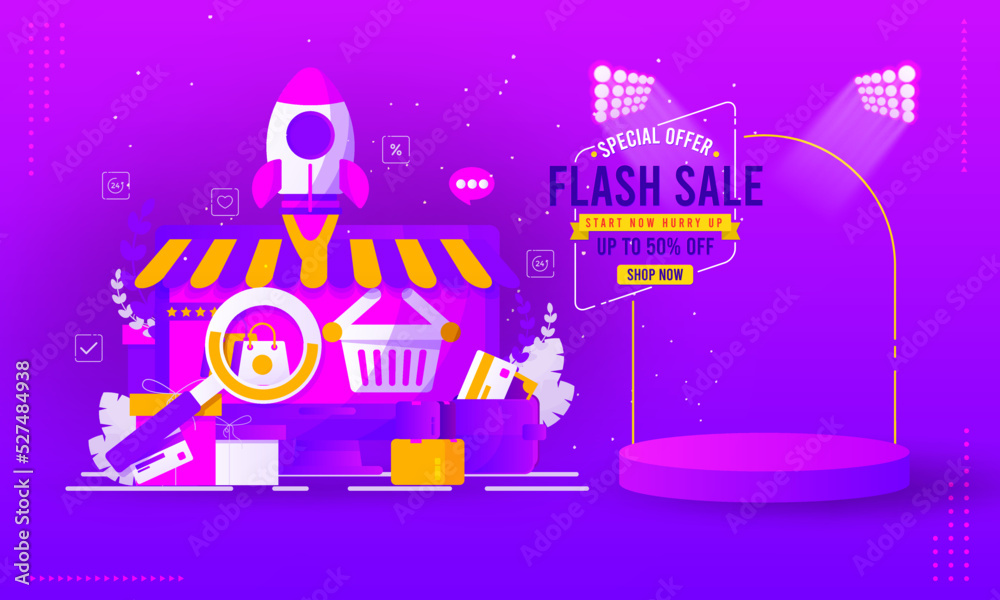 Obraz premium Sale banner template design, Big sale special up to 50% off. Super Sale, end of season special offer banner. vector illustration.