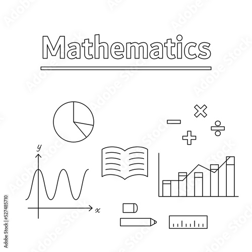 STEM教育（マスマティックス）のアイコンイラストセット（白背景・ベクター・切り抜き）