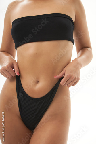 Women fit body shape. Bra model. Plastic surgery. Female breast boobs. Attractive girl presenting her bra. Female in underwear.