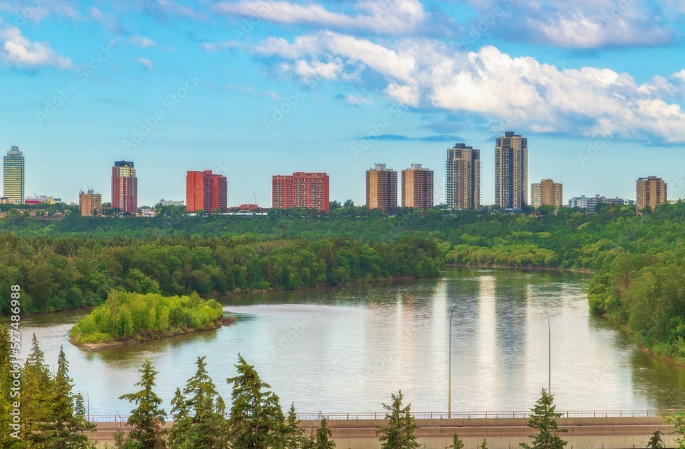 Edmonton Skyline By The River Valley