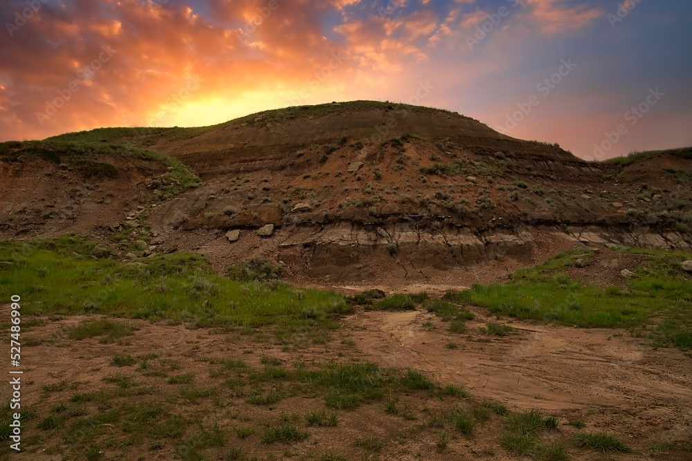 Colourful Sunrise Over Hills In Drumheller Colourful Sunrise Over Hills In Drumheller