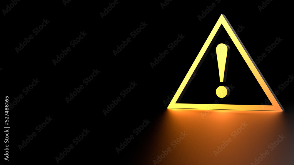 Triangular sign danger with exclamation mark on black space with space ...