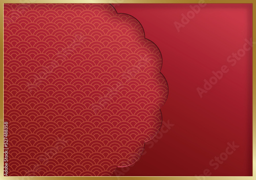 Chinese frame with oriental Asian elements on color background