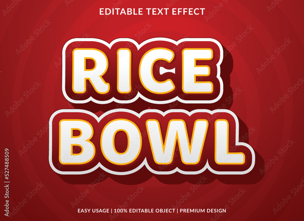 rice bowl text effect template use for business logo and brand