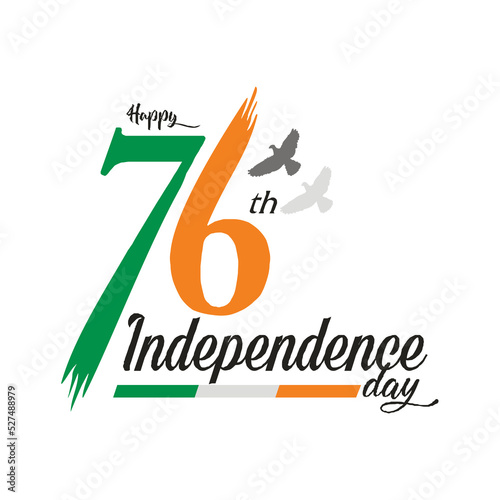 Seventy six 76 years india independence day greeting design logo
