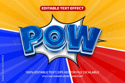 Pow Cartoon comic 3d style Editable text effect