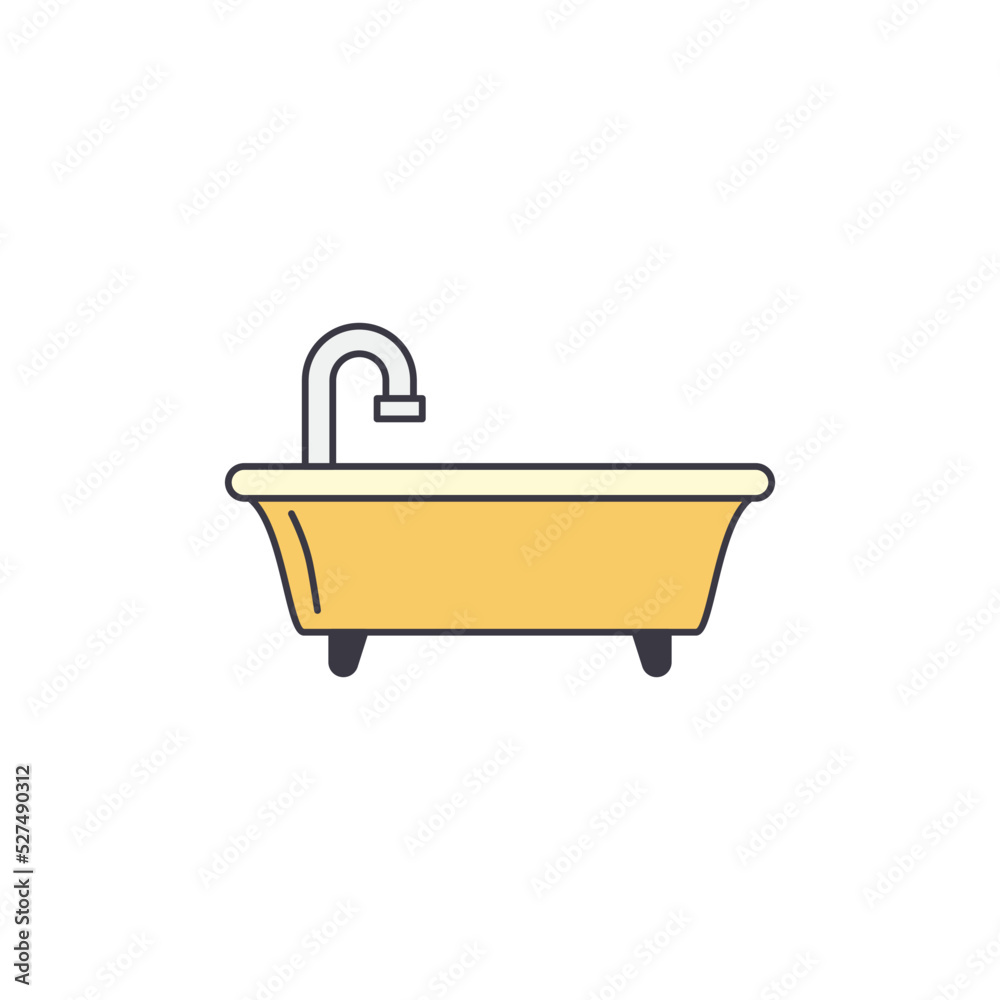 bathtub and shower tub icon in color, isolated on white background bathtub and shower tub icon in color, isolated on white background