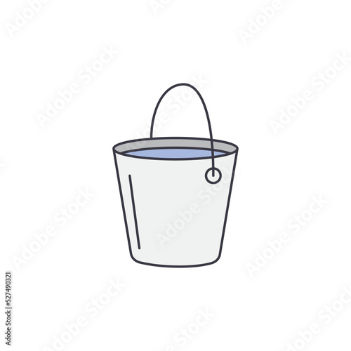Bucket, pail bucket icon in color, isolated on white background 