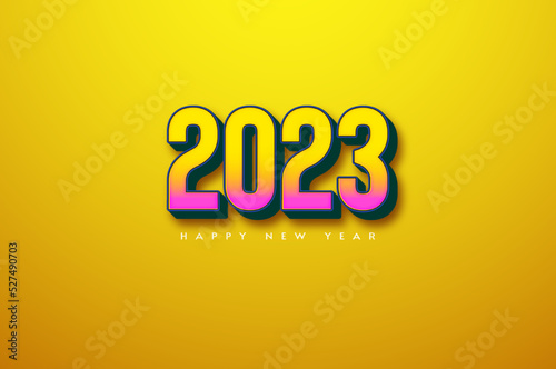 2023 happy new year celebrations on yellow