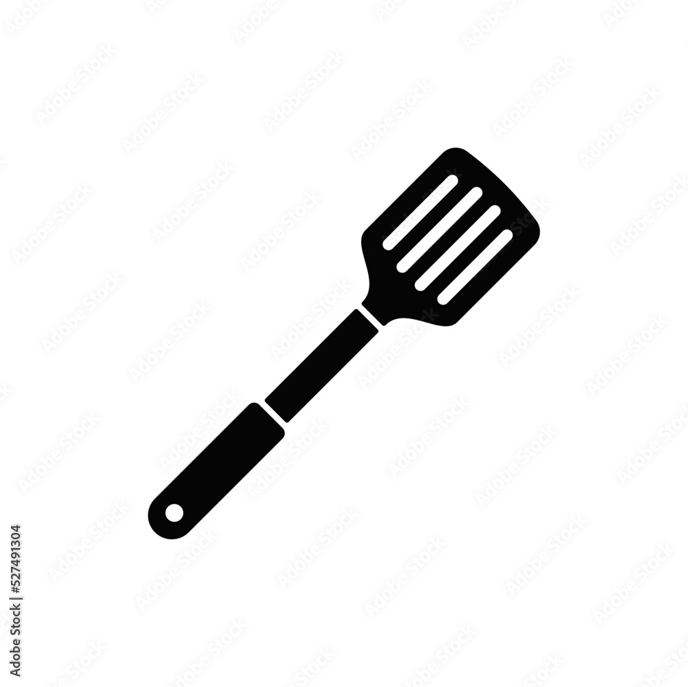 slotted spatula icon in black flat glyph, filled style isolated on white background slotted spatula icon in black flat glyph, filled style isolated on white background
