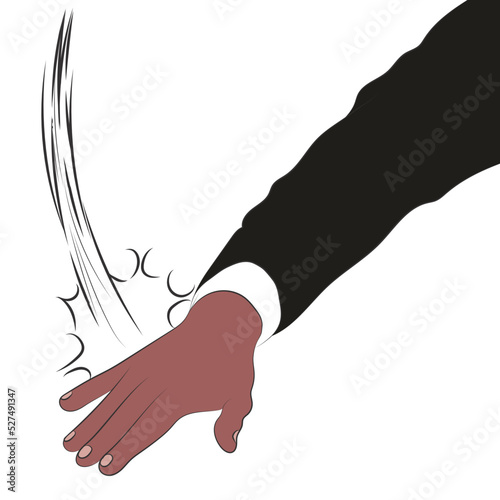 Anime slap, arm with anime suit, hit effect.
