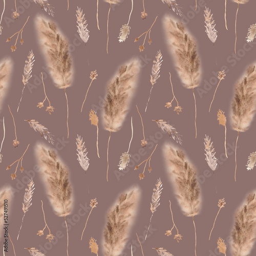 Boho fall wildflowers digital paper background