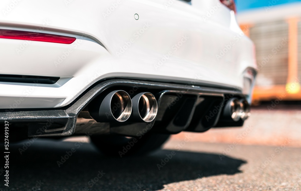 Exhaust pipes on a car