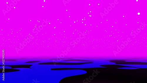 Abstract Creative space background through particles. A surface in another galaxy. Speed of light, neon glowing stars in motion. Movement through the stars. Seamless vj loop