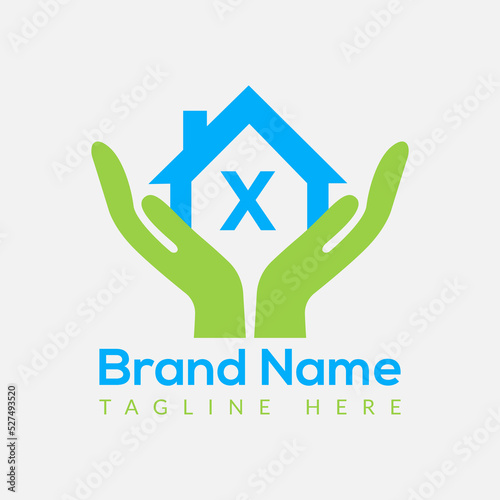 Home Loan Logo On Letter X Template. Home Loan On X Letter, Initial Home Loan Sign Concept Template