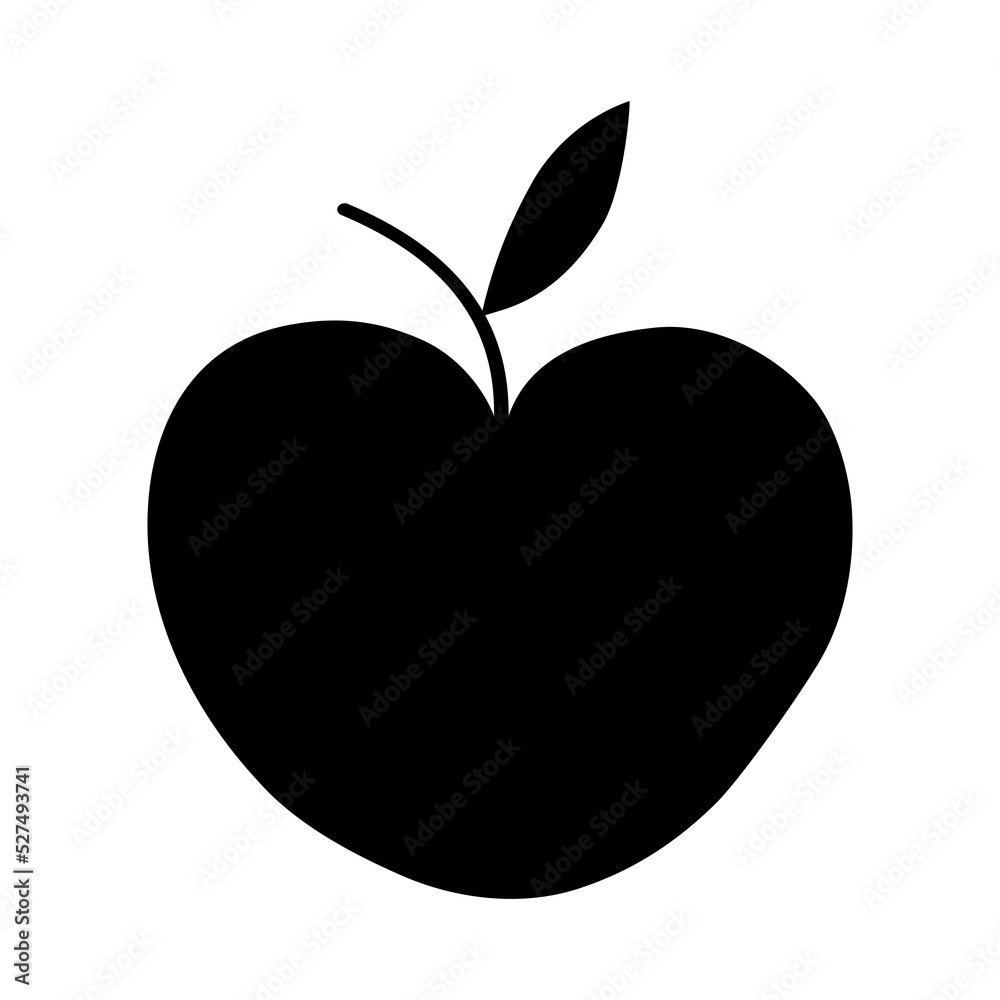Black silhouette of an apple on a white background Black silhouette of an apple on a white background