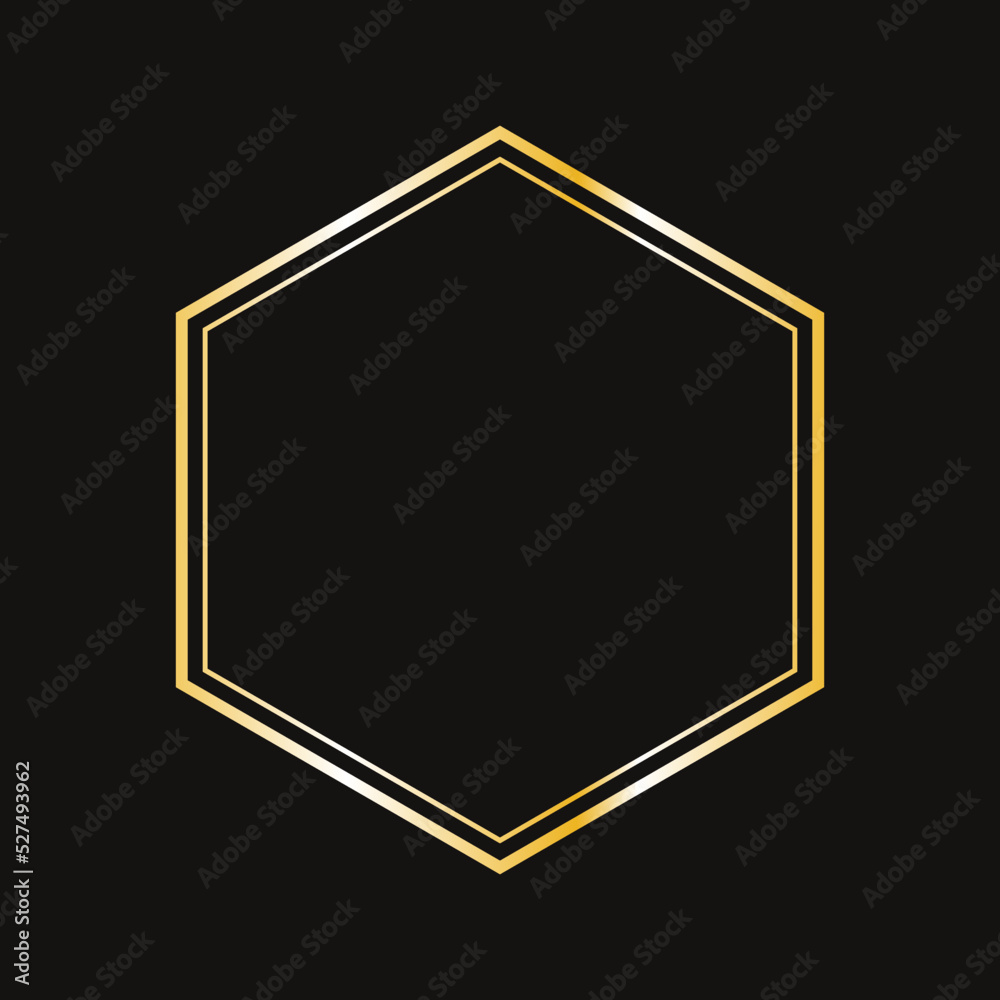 Luxury Hexagon Gold Frame Vector on Black Background Luxury Hexagon Gold Frame Vector on Black Background