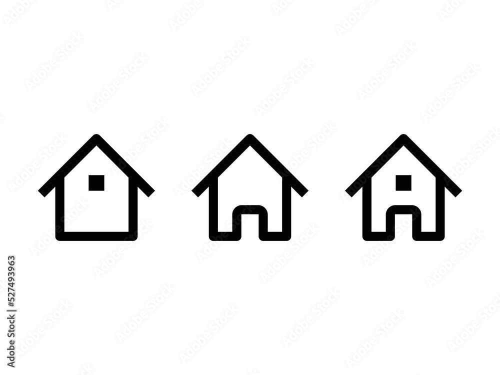Simple Clean Outline Home Icon Vector Set Simple Clean Outline Home Icon Vector Set