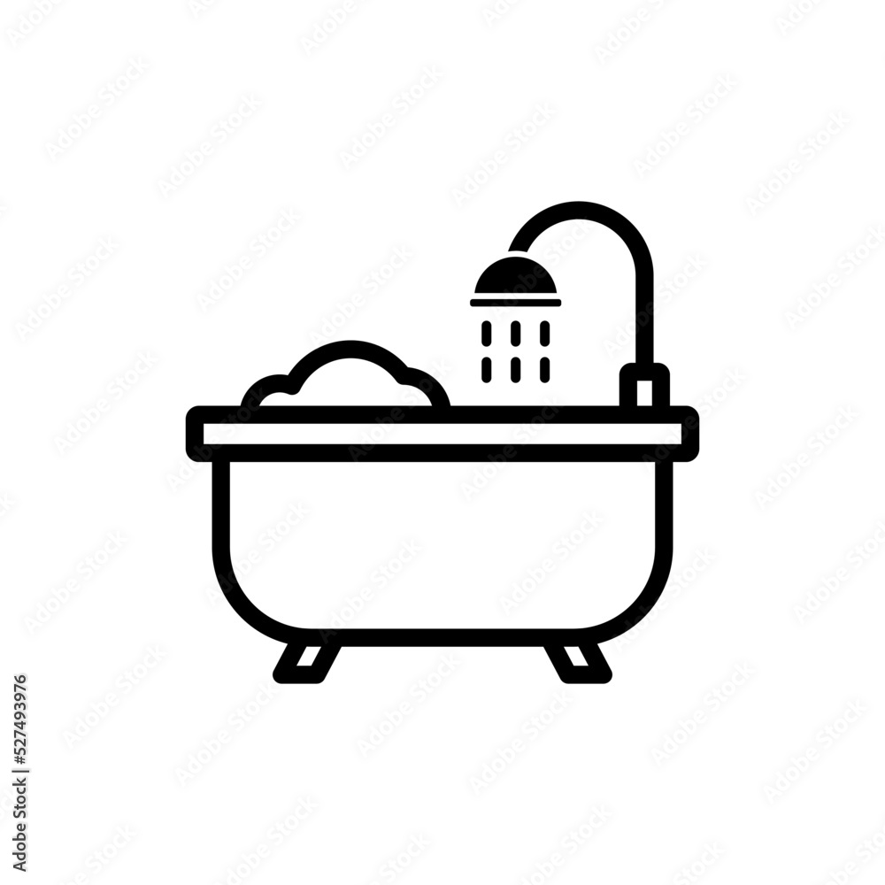 Simple Bathub Outline Vector Icon Illustration Simple Bathub Outline Vector Icon Illustration