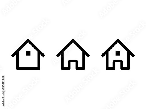 Simple Clean Outline Home Icon Vector Set