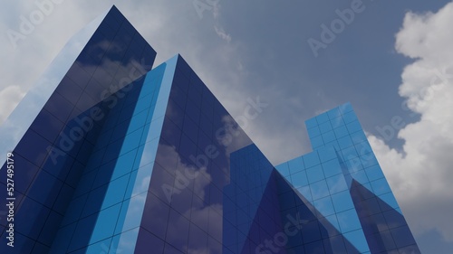Modern skyscraper business building 3D rendering architecture wallpaper backgrounds