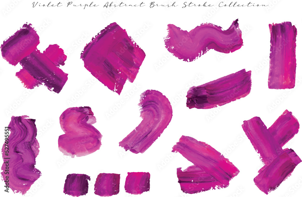 Fototapeta premium a set of abstract violet purple paint brush stroke for decoration