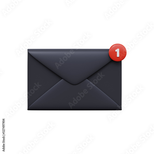 Postal envelope with notice. One Message. 3d render